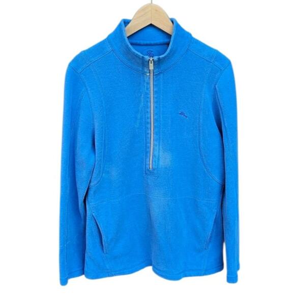 Tommy Bahama Knit 1/4 Zip Sweatshirt Blue Women's XLarge - Picture 1 of 7